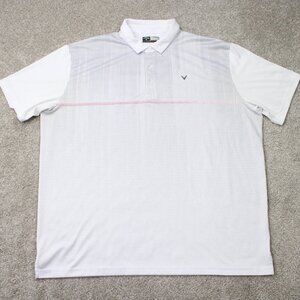 Callaway‎ Opti-Dri Polo Shirt Mens 2XL XXL White Geometric Golf Short Sleeve